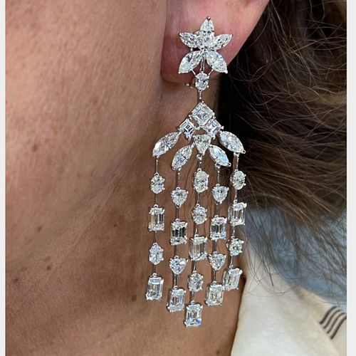 Platinum 23.24 Ct. Diamond Chandelier Earrings