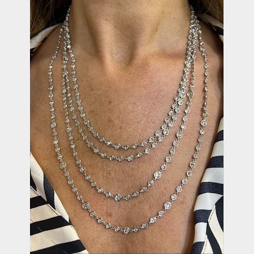 LONG Platinum 45.00 Ct. Diamond by the Yard Necklace