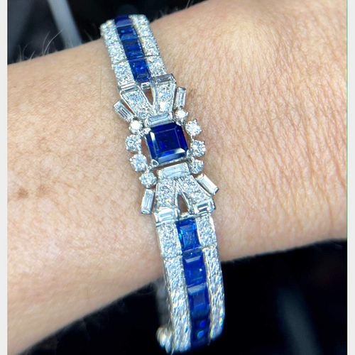 Oscar Heyman Vintage Platinum Sapphire and Diamond Bracelet