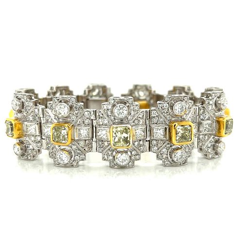 18K White Gold Fancy Yellow Diamond Bracelet