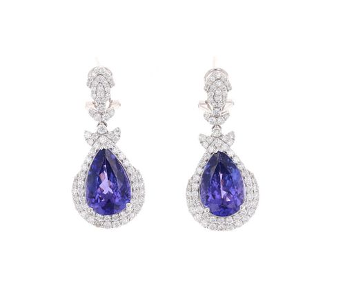 12.29ct Tanzanite & VS2 Diamond Platinum Earrings