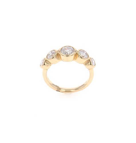 Five Stone Diamond & 14k Yellow Gold Ring