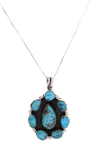 Navajo Russell Sam Turquoise & Sterling Necklace