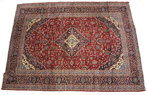Mashad Persian Hand Knotted Wool Rug 1900's
