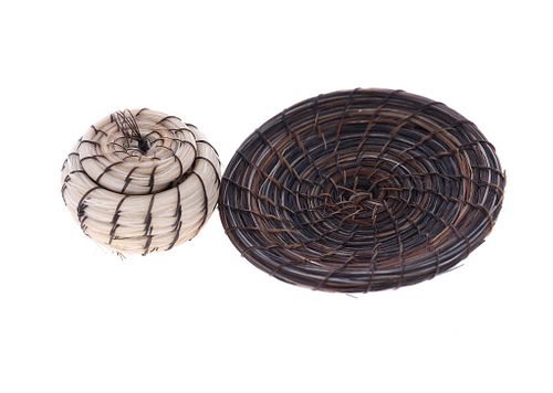 Tohono O'odham Tribe Horse Hair Mini Baskets (2)