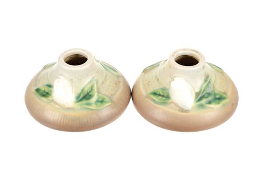 Roseville Pottery Candle Holders Gardenia 1950