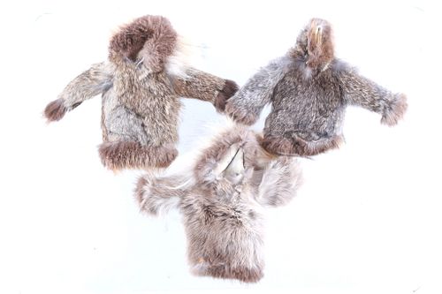 Eskimo Inuit Doll Leather Fur Coats, Wilma Andrew