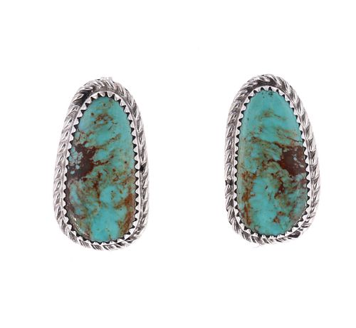 Navajo J. Begay Royston Turquoise Stud Earrings
