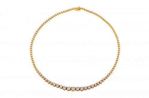 A Yellow Gold and Diamond Riviera Necklace