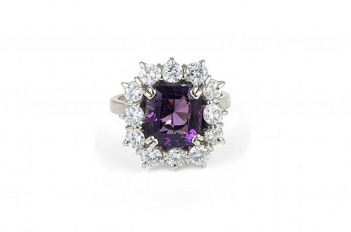 A Gold, Diamond and Spinel Ring