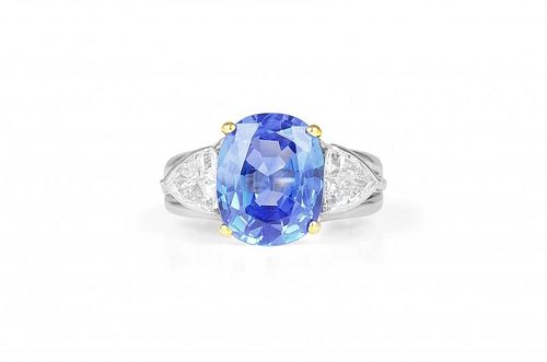 A Gold and Ceylan Sapphire Ring