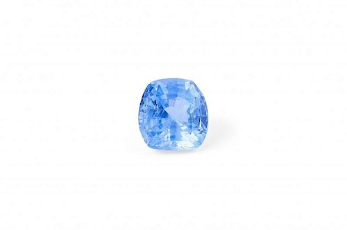An Unset Cushion-Shaped Sapphire
