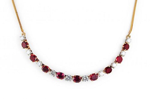 A Gold, Diamond and Ruby Necklace