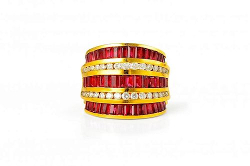 A Krypell Gold, Ruby and Diamond Ring