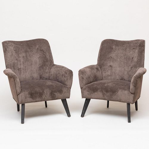Pair of American Mid Century Modern Upholstered Armchairs