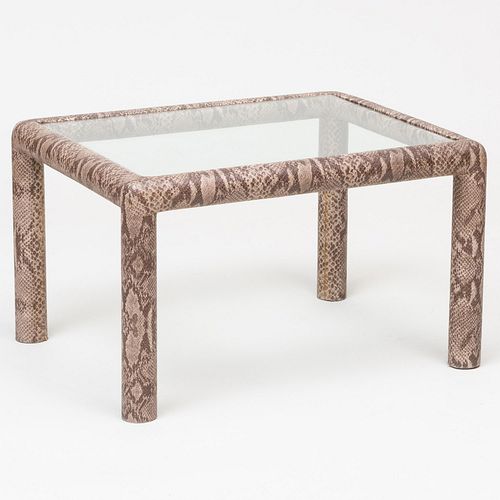 Karl Springer Style Faux Python and Glass Table