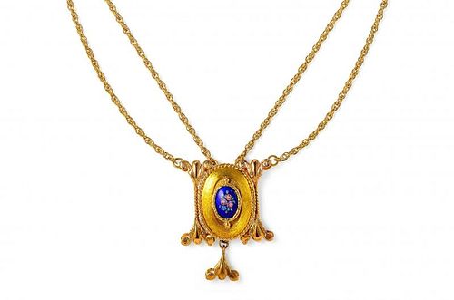 A 1960s Gold and Enamel Necklace, Earrings and Ring Suite
