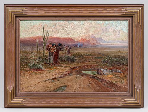 Arthur Best (1859-1935) Painting "The Pool Navajos" c1905-1910