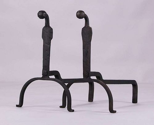 Yale University Dorm Rooms Arts & Crafts Hand-Forged Iron Andirons c1910