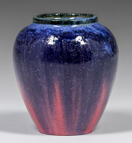 Fulper Pottery Chinese Blue & Pink Flambe Jar c1910s