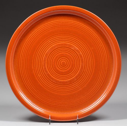 Pacific Clay Products Large Orange Hostessware Platter c1930s