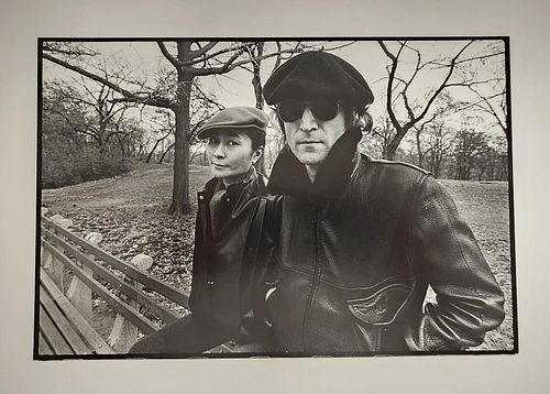 Allan Tannenbaum John Lennon and Yoko Ono, Central Park, 1980, Signed & numbered Silver Galtein