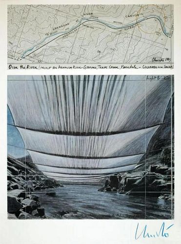 Christo Javacheff, Over the river - 1999, Hand signed lithograph