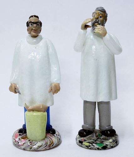 2 Murano Blown Glass Doctor Figurines