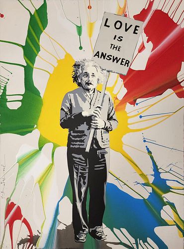 Mr. Brainwash "Love Is The Answer-Einstein" Unique Mixed media Original HAND SIGNED 1/1
