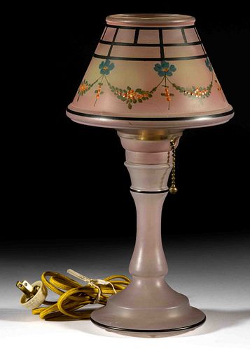 U. S. GLASS CO. / TIFFIN BRYCE PORTABLE BOUDOIR ELECTRIC LAMP,