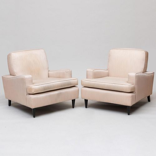 Pair of Mid Century Modern Upholstered Club Chairs