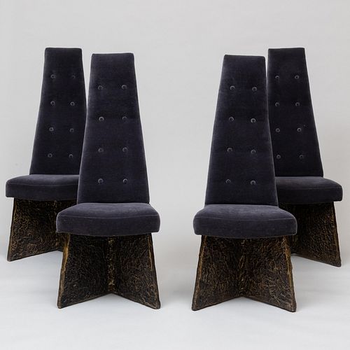 Set of Four Adrian Pearsall for Craft Associates Mohair Upholstered Side Chairs