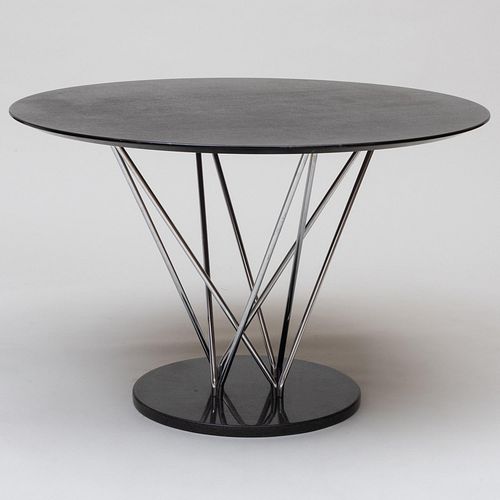 Ebonized Wood, Chrome and Granite 'Cyclone' Style Table