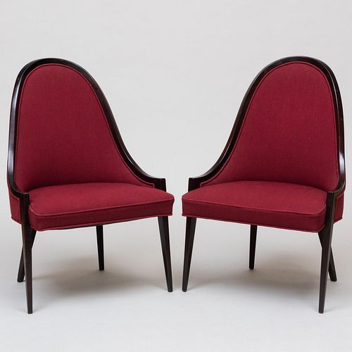 Pair of Harvey Probber Mahogany Upholstered 'Gondola' Chairs