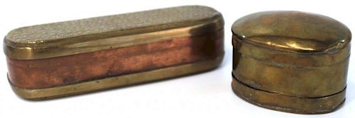 Antique Dutch Brass & Copper Tobacco Box & Rasp