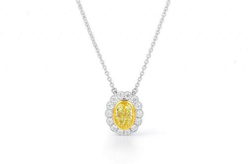 A Tiffany & Co. Platinum, Gold and Yellow Diamond Necklace