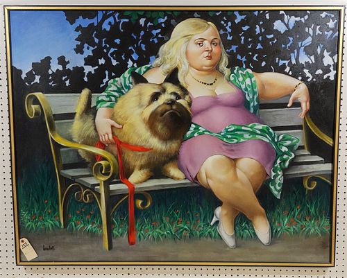 FRAMED O/C "AFTERNOON IN THE PARK WITH BENITA" SGND. LEANDRO VELASCO 50" X 40"