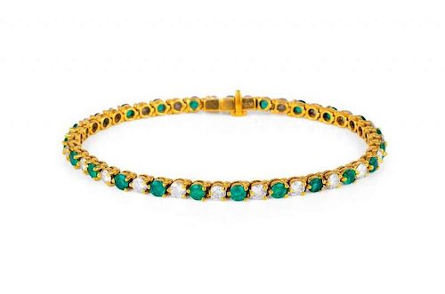 A Tiffany & Co. Gold, Emerald and Diamond Bracelet