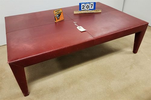 LEATHER UPHOLS. COFFEE TABLE 14"H X 47 1/2"W X 31 1/2"D