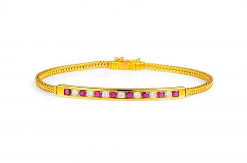 A Tiffany & Co. Gold, Ruby and Diamond Bracelet