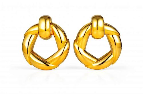 A Pair of 1990's Cartier Gold Earclips