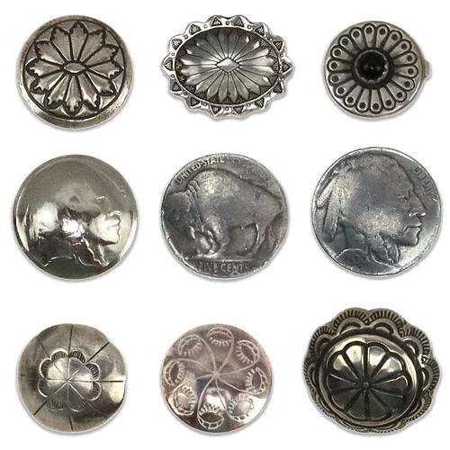 Group of 33 Navajo Silver Buttons c. 1930-40s (J15489)