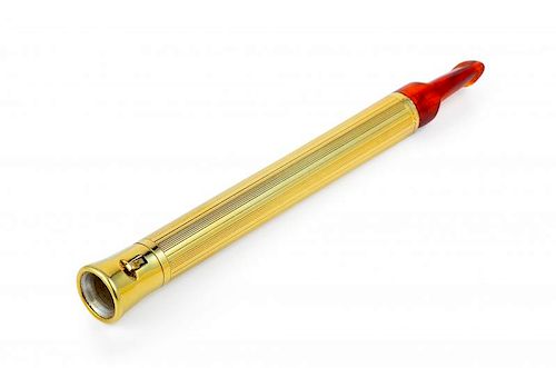 A "Zeus" Cartier Gold and Turtle Shell Cigarette Holder