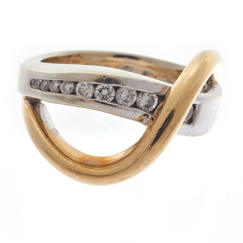 Diamond, 14k White and Yellow Gold Ring