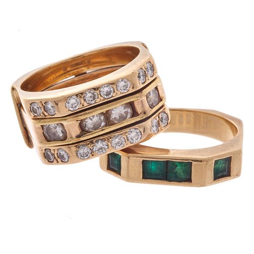 Collection of Diamond, Emerald, 14k Yellow Gold Rings