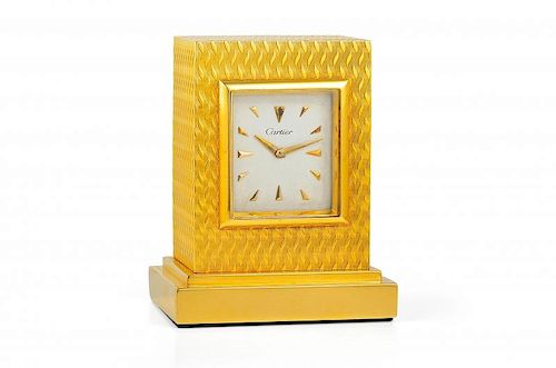 A Cartier Gold Desk Clock