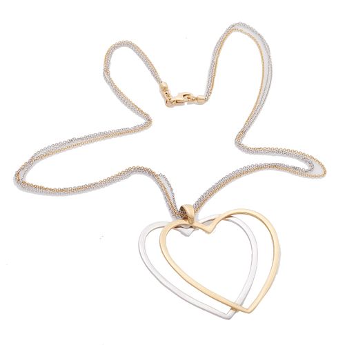 14k Yellow and White Gold Heart Necklace
