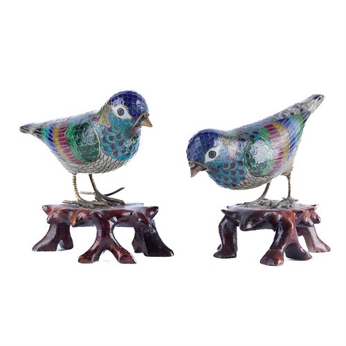 Chinese Cloisonne Parakeets