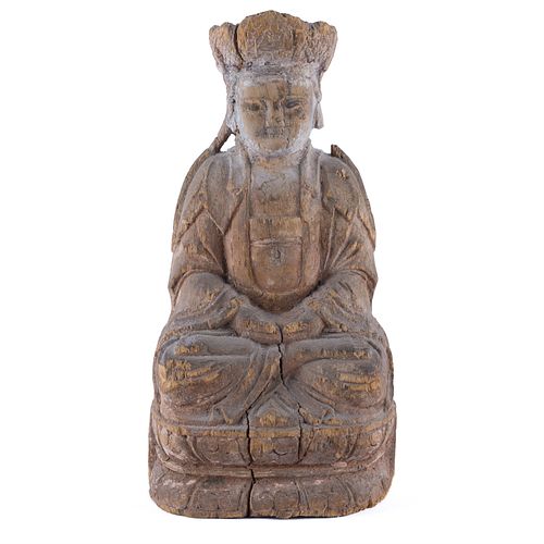 Ming Style Carved Wood Deity