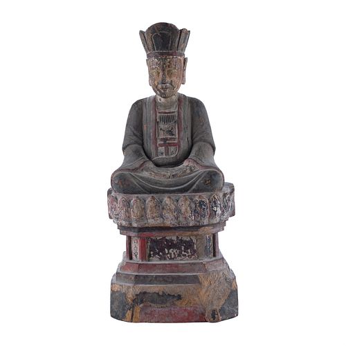 Ming Style Carved Wood Deity
